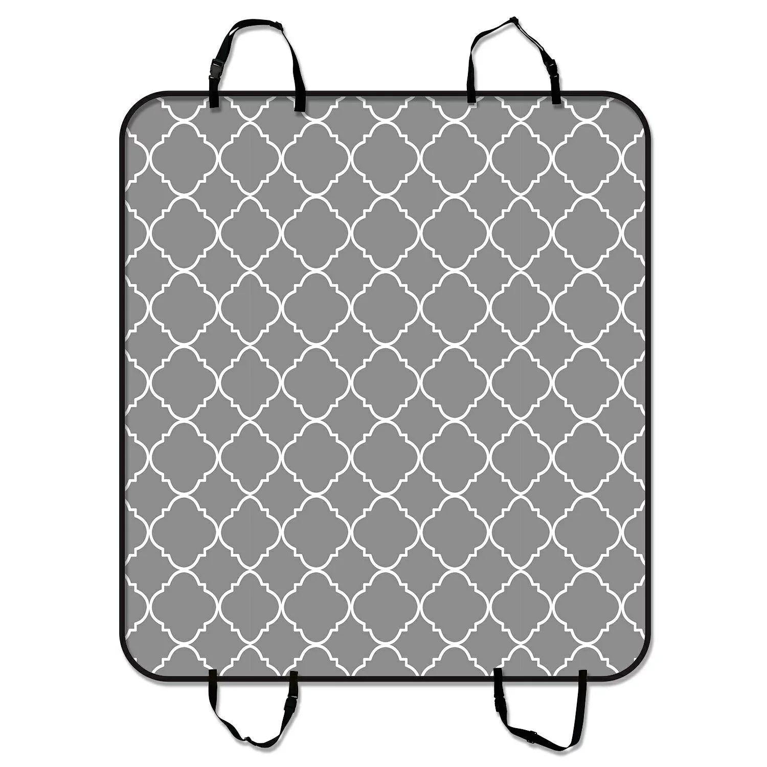 GCKG Light Grey Quatrefoil Pattern Pet Car Seat Coating Dog Car Seat Mat Hammock Cargo Mat Trunk Mat For Cars Trucks and SUV 54x60 inches