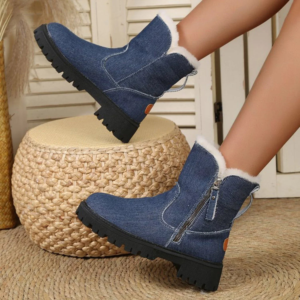 Snow Boots for Women Shoes Winter Ankle Booties Snow Boots For Women In Winter New Mid Length Plush And Thick Insulation Cotton Shoes Leather And Integrated Winter