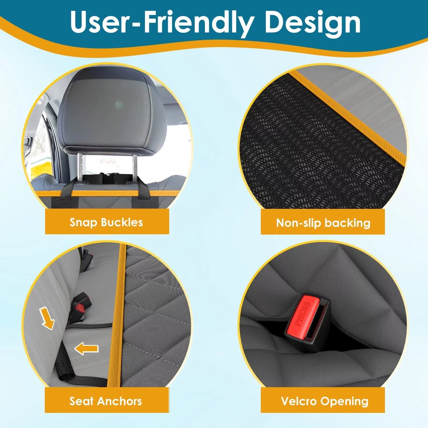 PAWBEE Dog Car Seat Protection – Nonslip & Scratchproof Dog Seat Wrap for Cars – Waterproof Car Seat Protection for Dogs with Bonus Car Seat Belt – SUV, Trucks & Car Hammock for Dogs with Front Mesh Window