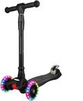 Kick Scooter Collapsible Portable Kids Push Scooter with 4 Adjustable Height, AEBC-9 Bearing, 3 Light Up Wheels for Boys Girls Toddlers from 3 to 12 Years Old(Black)