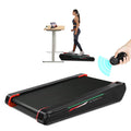 Tikmboex Walking Pad Treadmill with 5% Incline, 2.5HP Under Desk Treadmil with Remote and Unique Lamp Strip Design for Walking Running, Black & Red 300 Lbs Capacity