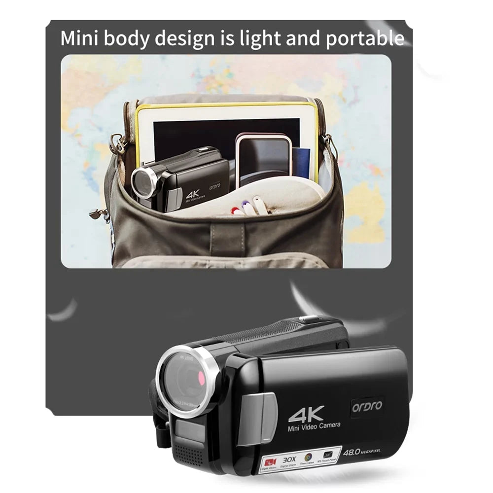 ORDRO AC2 4K Digital Video Camera Camcorder with 30X Digital Zoom and IR Night Vision