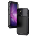 Gorilla Glass Aluminum Metal iPhone 15 Pro Case (Black) Heavy Duty Military Grade Shockproof and Scratch Impervious Protection, Rugged Outdoor Travel