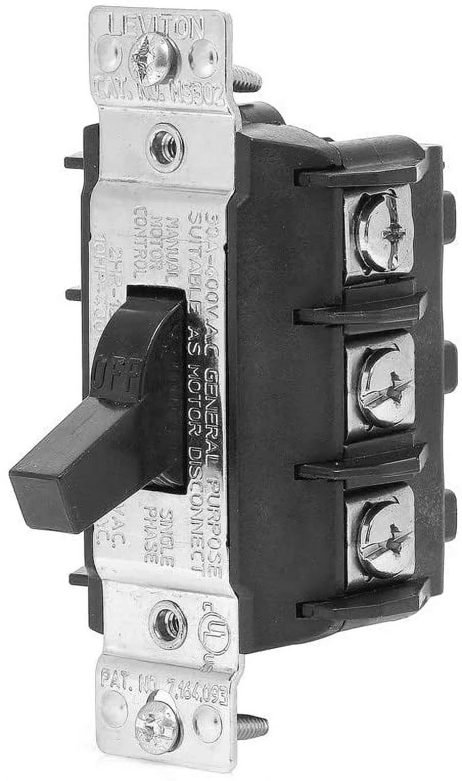 Leviton MS303-DS 30 Amp Three-Pole Motor Starter Switch Only - Black