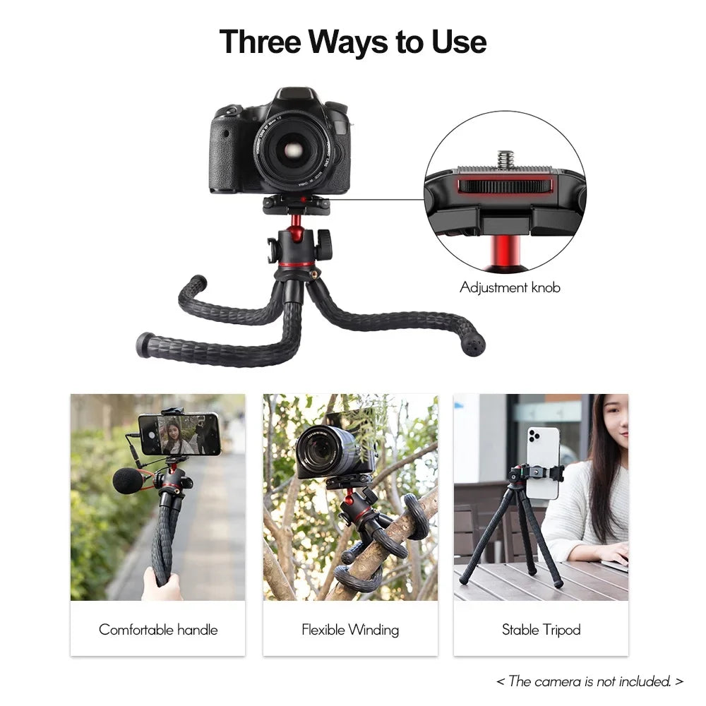 Dadypet MT-33 Octopus Tripod with Cold Shoe Mount, Rotatable Ball Head, for Smartphone Camera Live Streaming Vlog