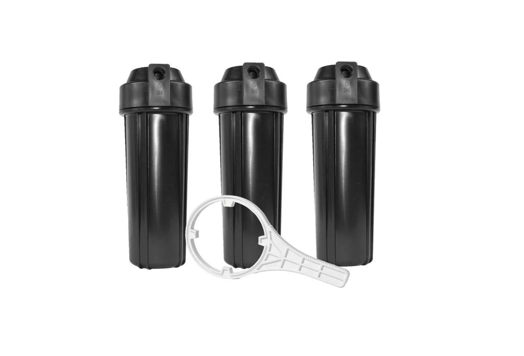 Standard 2.5x10" Replacement Water filter Housing 3/8" NPT with Wrench 3 Pack