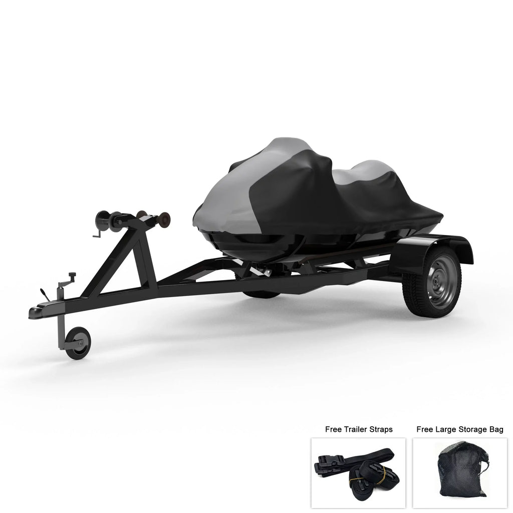 Climate Jet Ski Protection For SEA DOO GTI SE 155 130 2014-2016 - GRAY / Black Color - All Environment - Trailerable - Protects from Rain, Sun, UV Rays, And More! Includes Trailer Straps And Storage Bag