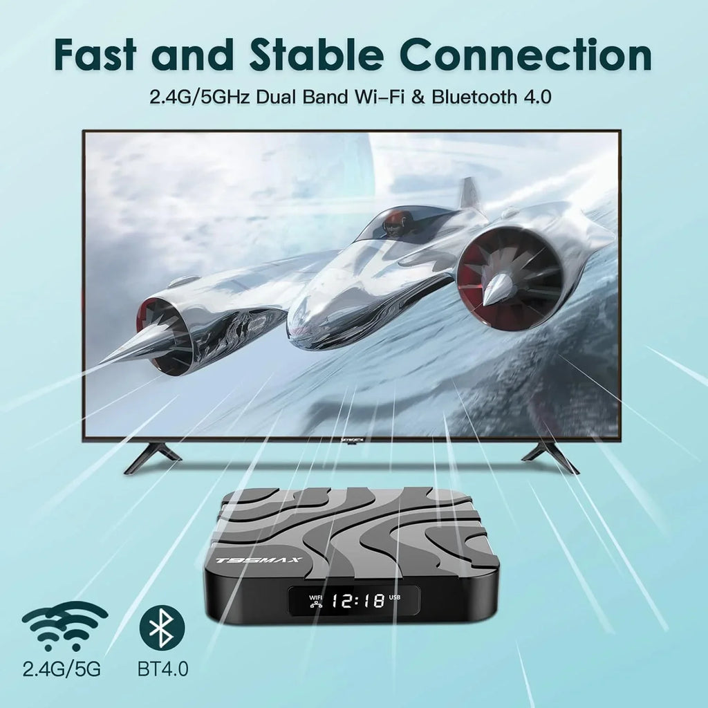 Android TV Box, T95MAX Android TV Box 12.0 4GB RAM 32GB ROM 6K 4K TV Box, TV Box Android H618 Chip Quad-core Cortex-A53 2.4G/5G Wi-Fi Bluetooth 4.0 USB 100M