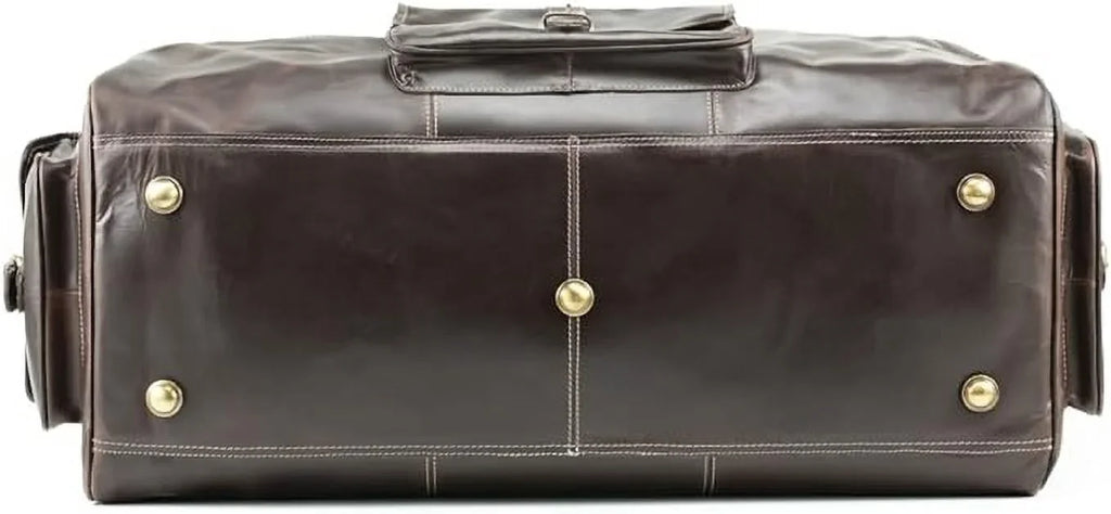 Hulsh Buffalo Leather Duffle Bag for Men 24 inches Top Grain Leather Travel Bag Overnight Weekender Holdall Bag Vintage Classic Style Sports Gym Bag