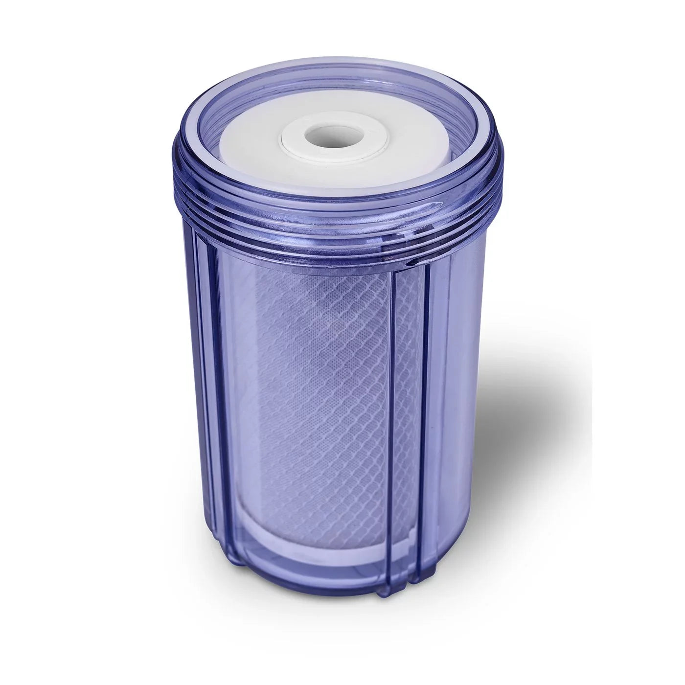 10 Inches Transparent Big Blue Housing with Presser Relief Button, 1” Inlet/Outlet Brass Port & 5 Micron Block Activated Carbon Filter Cartridge