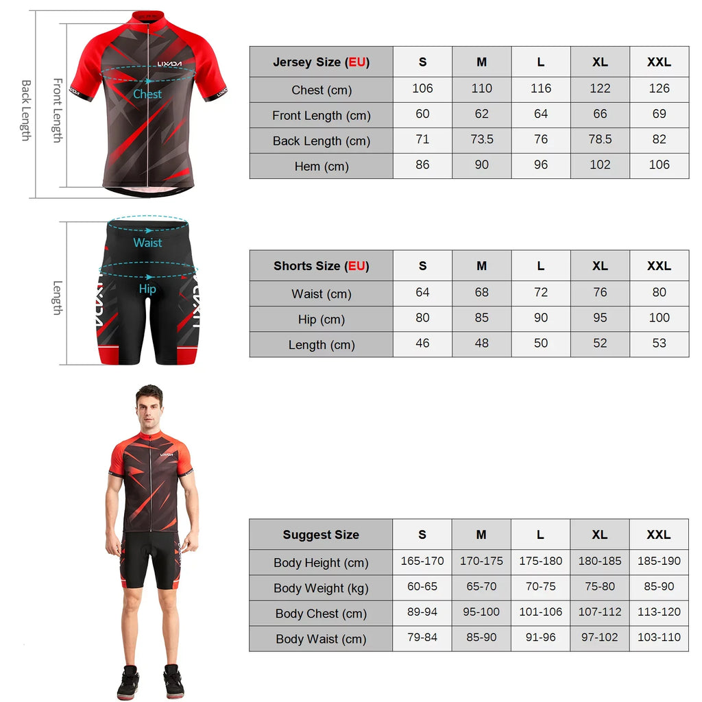 Lixada Cycling Jersey,Padded Mtb Suit Bike Shirt And Shirt And Padded And Padded Mtb Men Breathable Sleeve Buzhi Set Men Mewmewcat Sleeve Bike Shirt Breathable Sleeve Bike