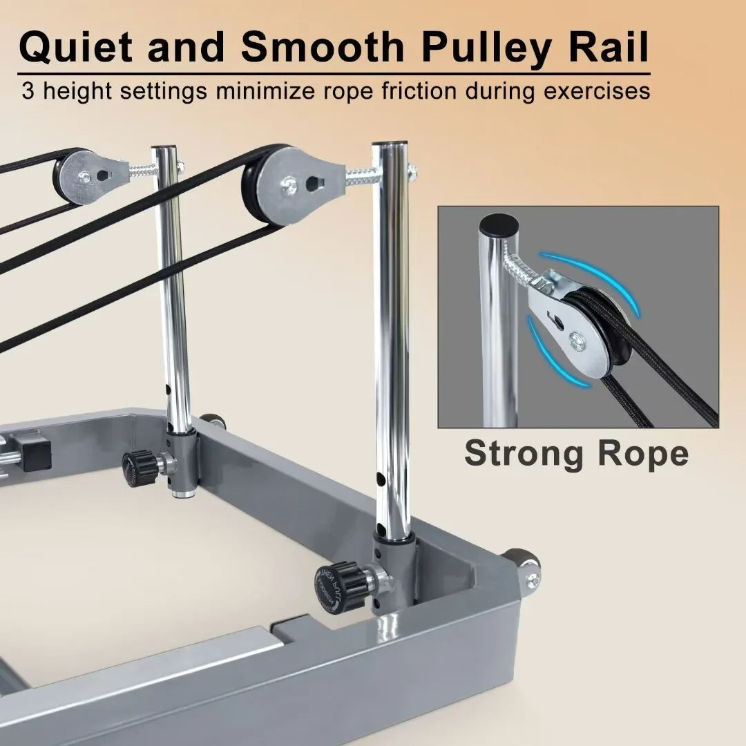 Docred Foldable Pilates Reformer,Quiet Pilates Reformer Workout Machine with Spring for Home Gym，Beginners，Up to 300 lbs Weight Capacity