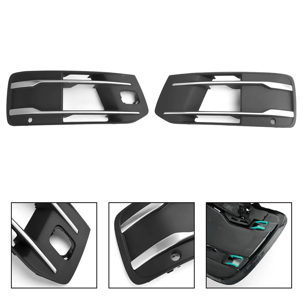 Front Bumper Shield Fog Light Grille Bezel Insert Grill Fit for Audi Q7 2016-2019