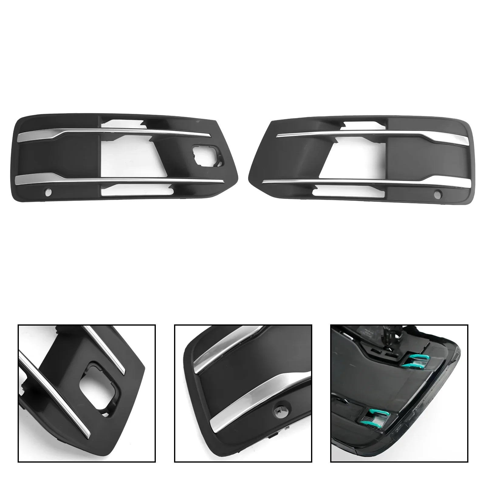 Front Bumper Shield Fog Light Grille Bezel Insert Grill Fit for Audi Q7 2016-2019
