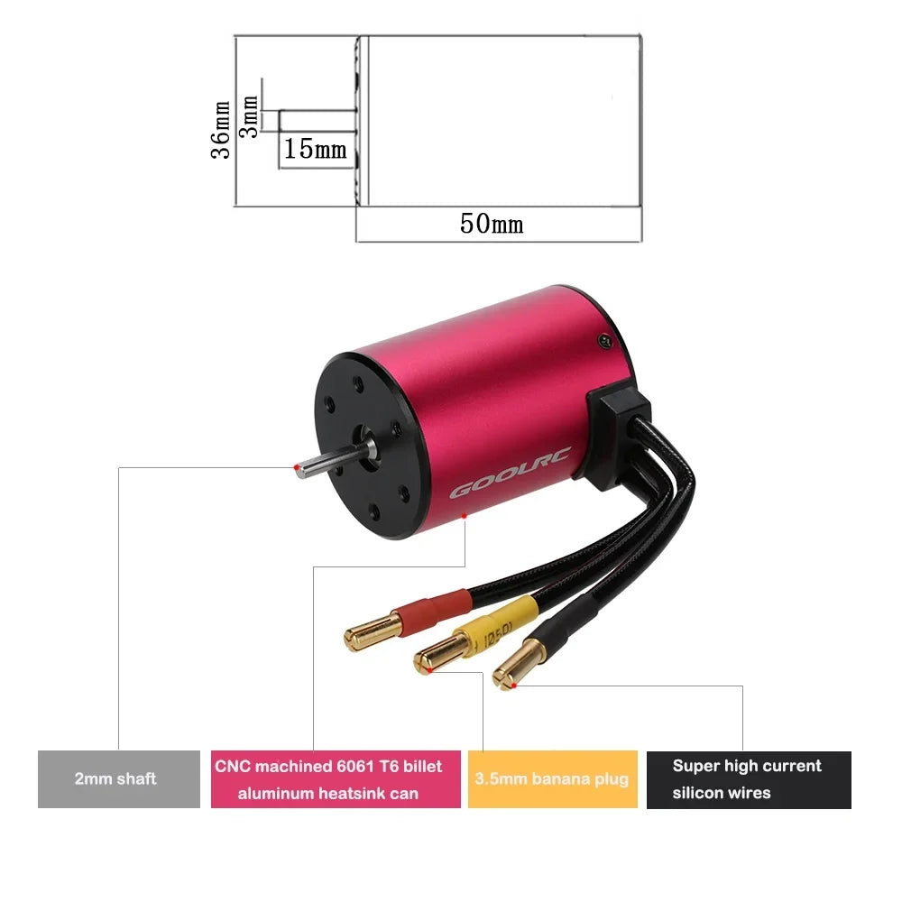 GoolRC ESC,Motor 1/103100kv 4 Poles S3650 3100kv 4 Poles Motor 1/10Car Rookin Eryue Mewmewcat 3100kv Motor S3650 Car 3650 Motor Coolrc