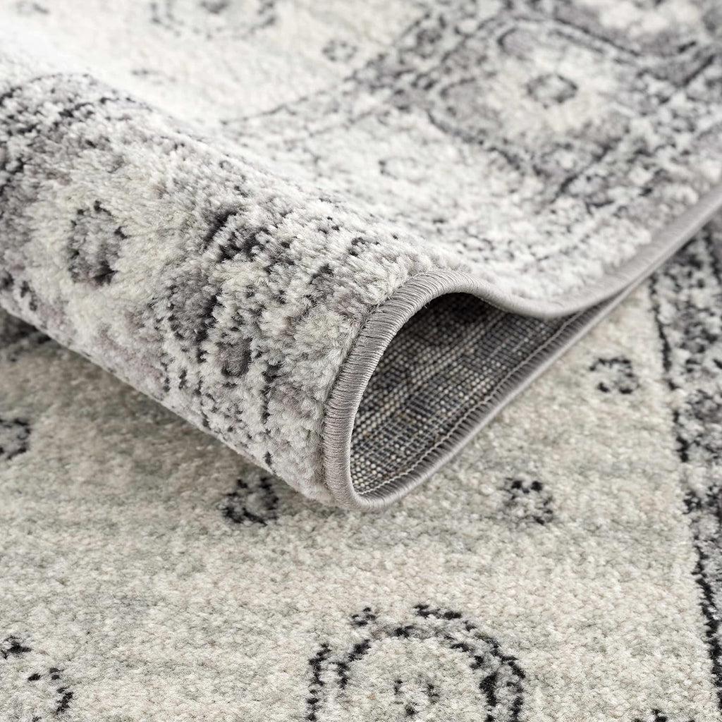 Marash Collection Goksun Persian Traditional Living Room, Bedroom, Indoor Area Rug - Oriental Medallion Pattern - Boho Vintage Distressed - Grey, Beige - 7'10" X 10'