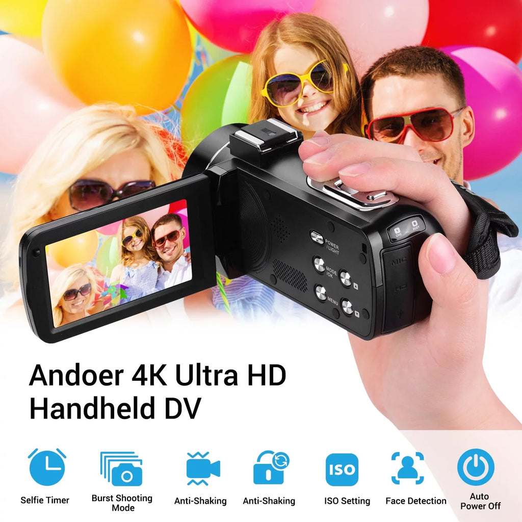 Andoer-2 Video Camera,Inch IPS Monitor IPS Monitor Burst 3.0 Inch IPS Monitor Burst Function DV Professional Video 4K Handheld Camera 3.0 Inch Video Camera AINN