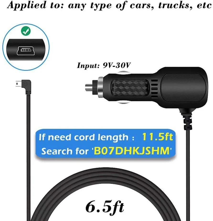 Dash cam Charger,2023 Upgraded Mini USB Car Charger for Garmin Nuvi 50LMT,51LMT,55LMT,58LMT,65LMT,67LMT,2557LMT,2555LMT,2597LMT Navigation