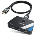 NEWCARE 8K@60Hz HDMI 2.1 Switch 3 in 1 Out, 4K@120Hz HDMI Splitter Switch Box with 2.6 ft HDMI 2.1 Cable, 3 Port HDMI Switcher Selector Supports HDR Dolby Atmos 3D for NS PS4/PS5 Xbox Roku Fire Stick