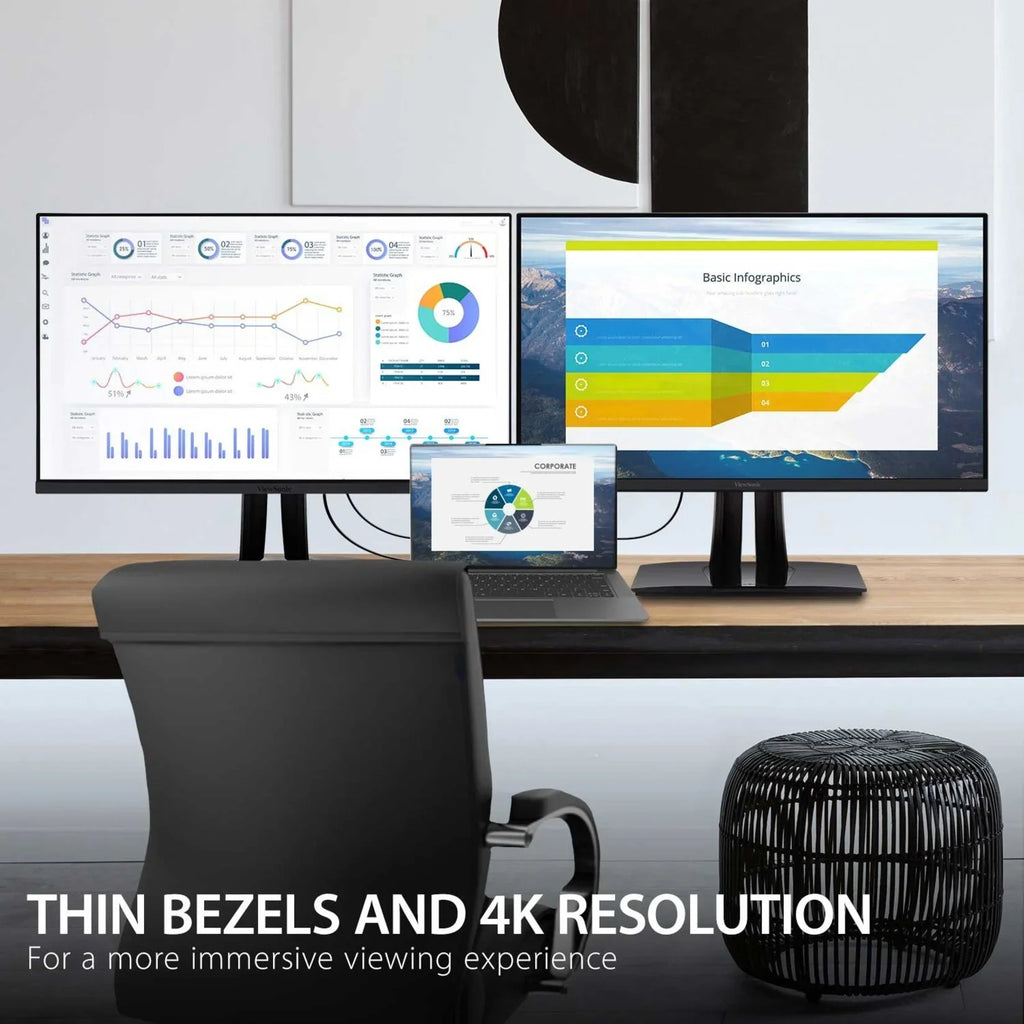 ViewSonic VP3256-4K 32 Inch Premium IPS 4K Ergonomic Monitor with Ultra-Thin Bezels, Color Accuracy, Pantone Validated, HDMI, DisplayPort and USB C for Professional Home and Office