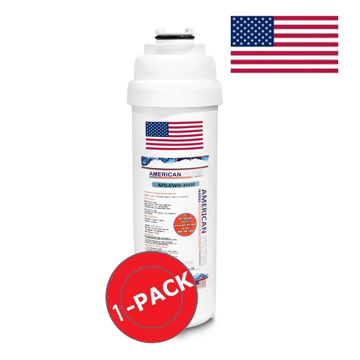 AFC Brand , Water Filter , Model # AFC-EWH-3000 , Fitting with HACG8PV-NF - 1 Filters - Made in U.S.A.