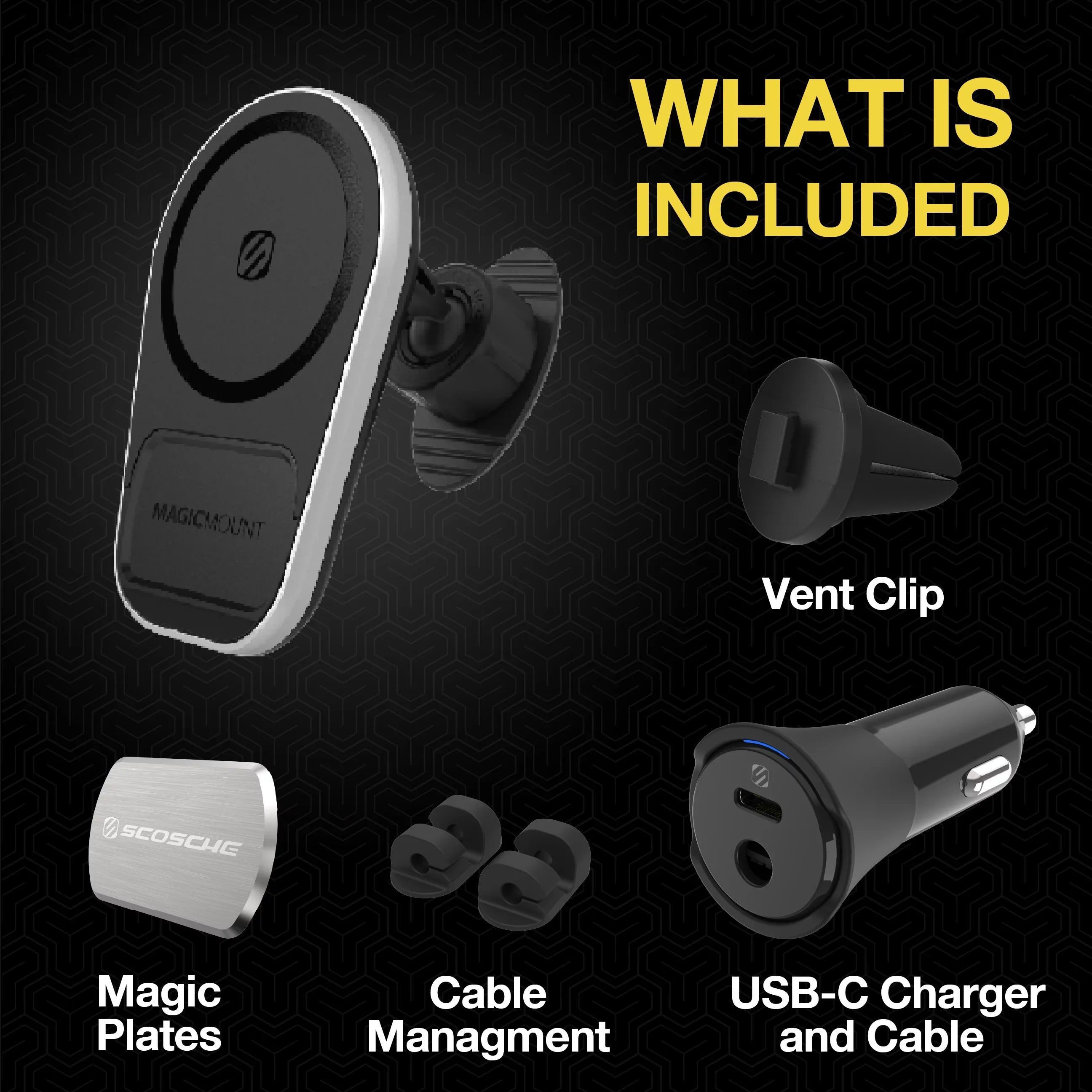 Scosche MPQ5DV-SP1 Dash/Vent Magnetic Wireless Charging Mount Suitable W/ MagSafe iPhone, Galaxy
