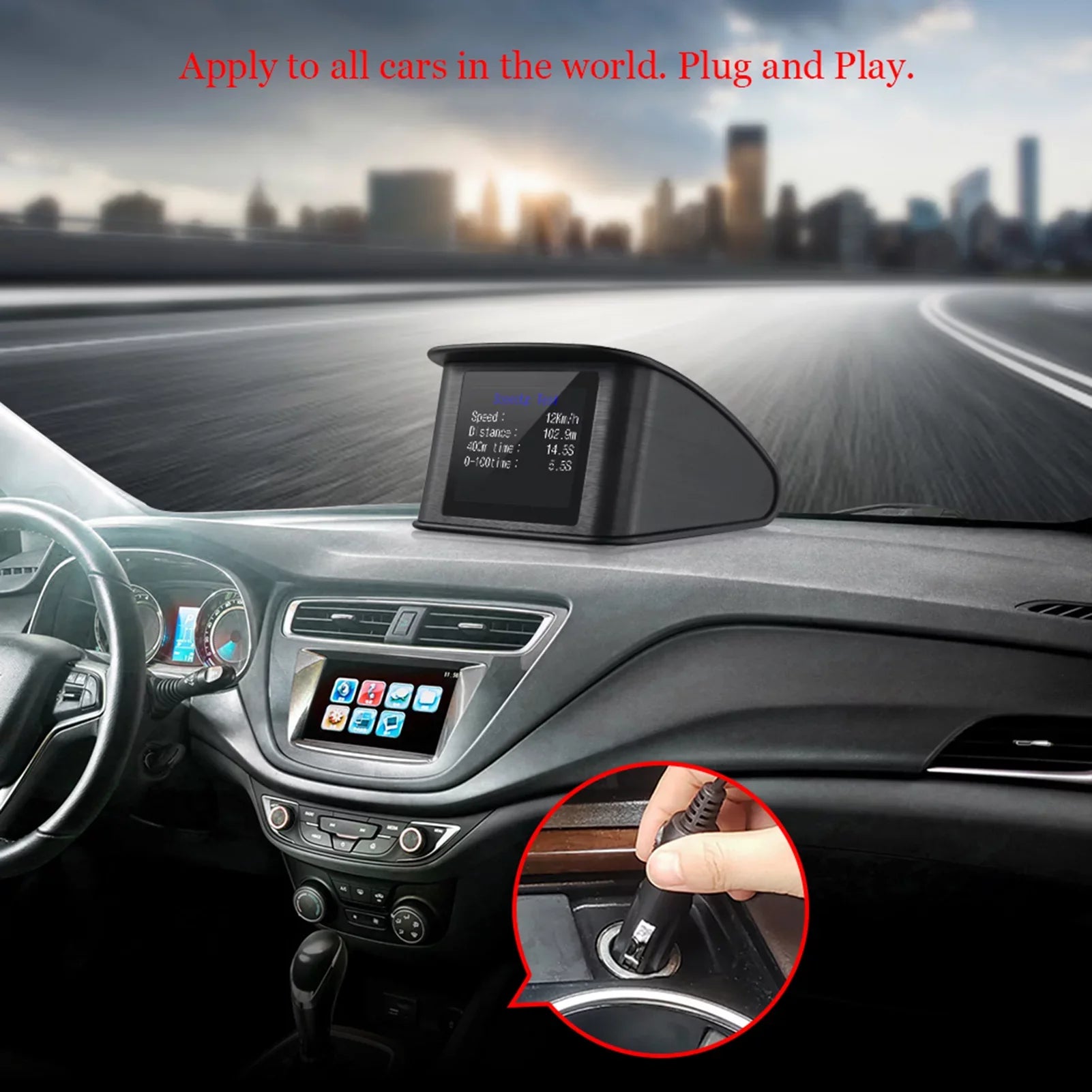 Pinnaco Smart Head Up Display with Speed, Altitude, Voltage, Clock - Universal GPS HUD for Cars