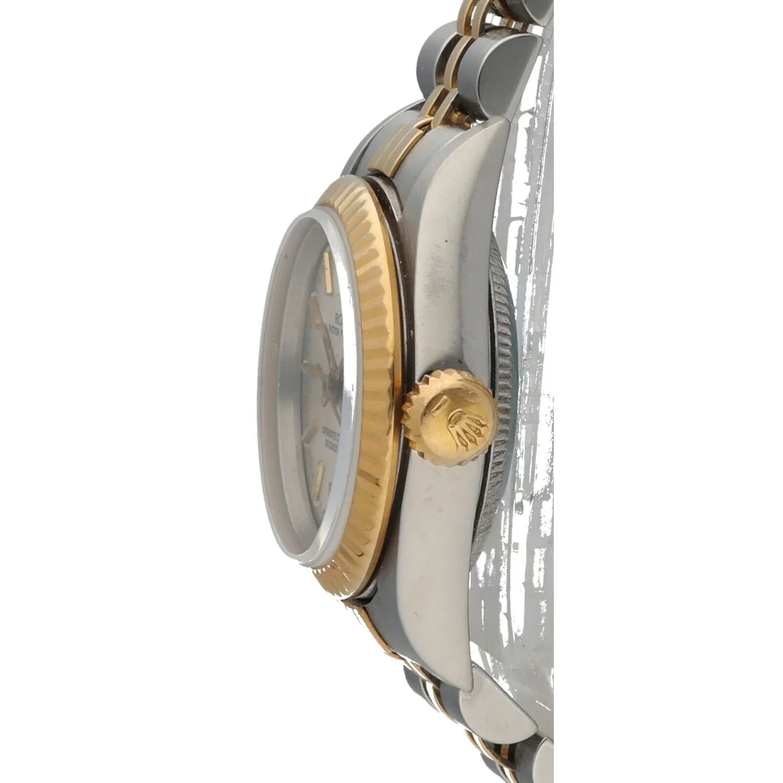 Rolex 76193 Oyster Perpetual 18k Yellow Gold Steel Silver Dial Ladies Watch 2005