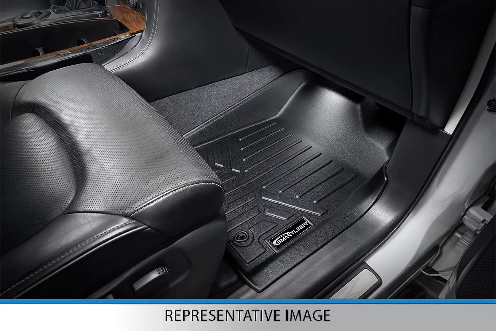 Smartliner SA0518 Custom Fit First Row Floor Mat Liners with Vinyl Flooring for 2020-2021 Ford Transit, Black