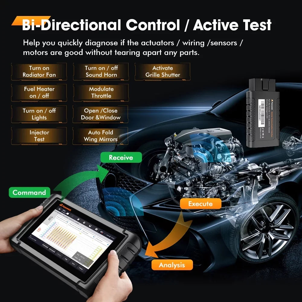 Foxwell NT809BT Advanced Bluetooth Car Scanner Bi-directional Control Active Test Automotive Scanner 30 Maintenance Services OBD2 Scanner Auto Analyzer Code Reader Automotive Diagnostic Scan Tool OBDI