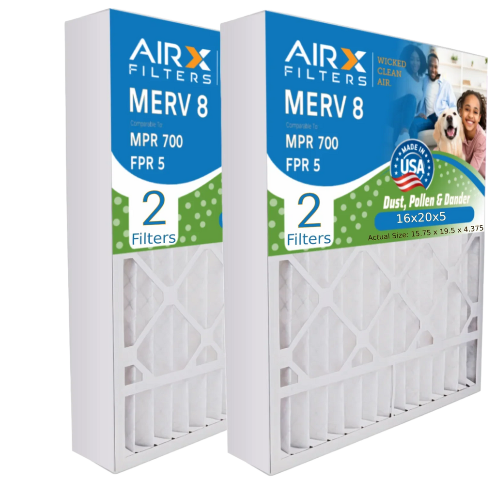 16x20x5 Air Filter MERV 8 Comparable to MPR 700 & FPR 5 Fitting with Honeywell FC100A1003 Premium USA Made 16x20x5 Furnace Filter 2 Pack by AIRX FILTERS WICKED CLEAN AIR.
