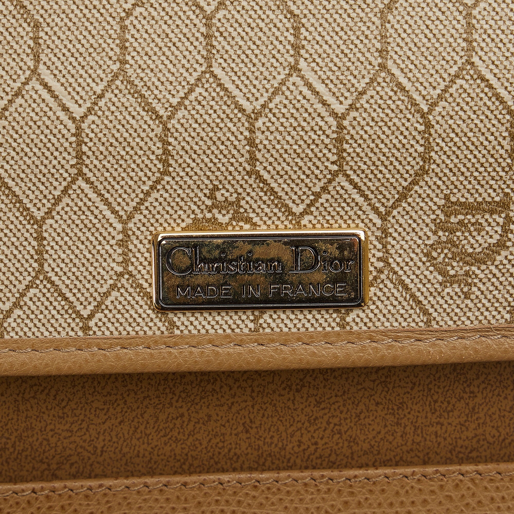 Pre-Owned Authenticated Dior Chain Crossbody Calf Leather Brown Crossbody Bag Unisex (Good)