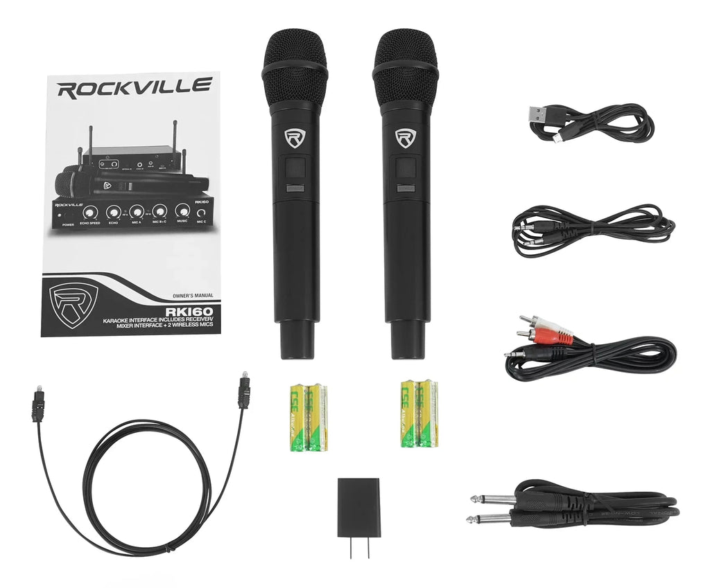 Rockville RKI60 Karaoke Dual Microphone System 4 ipad/iphone/Android/Laptop/TV