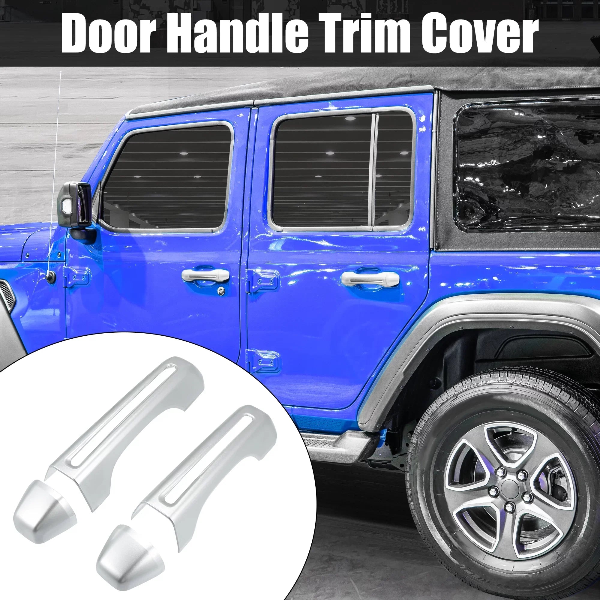 Silver Tone Door Handle Trim Wrap Kit and Tailgate Handle Wrap for Jeep Wrangler JL JLU 2 & 4 Doors 2018-2021