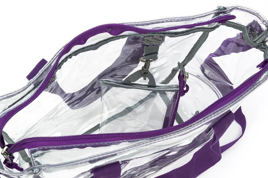 K-Cliffs Heavy Duty Clear Tote Bag , 0.5Mm Vinyl Bag, Purple, Unisex