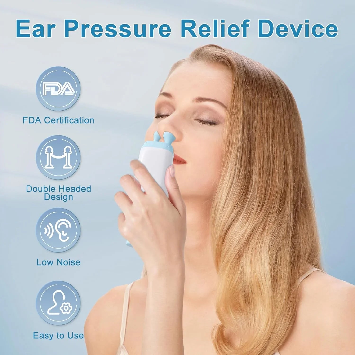 Ear Pressure Relief Device, FDA Cleared Balanced Ear Pressure Expander, Tinnitus Relief for Ringing Ears Dual Head, Eustachi Ear Unclogger, Single Side Plug Design with One Replacement Head