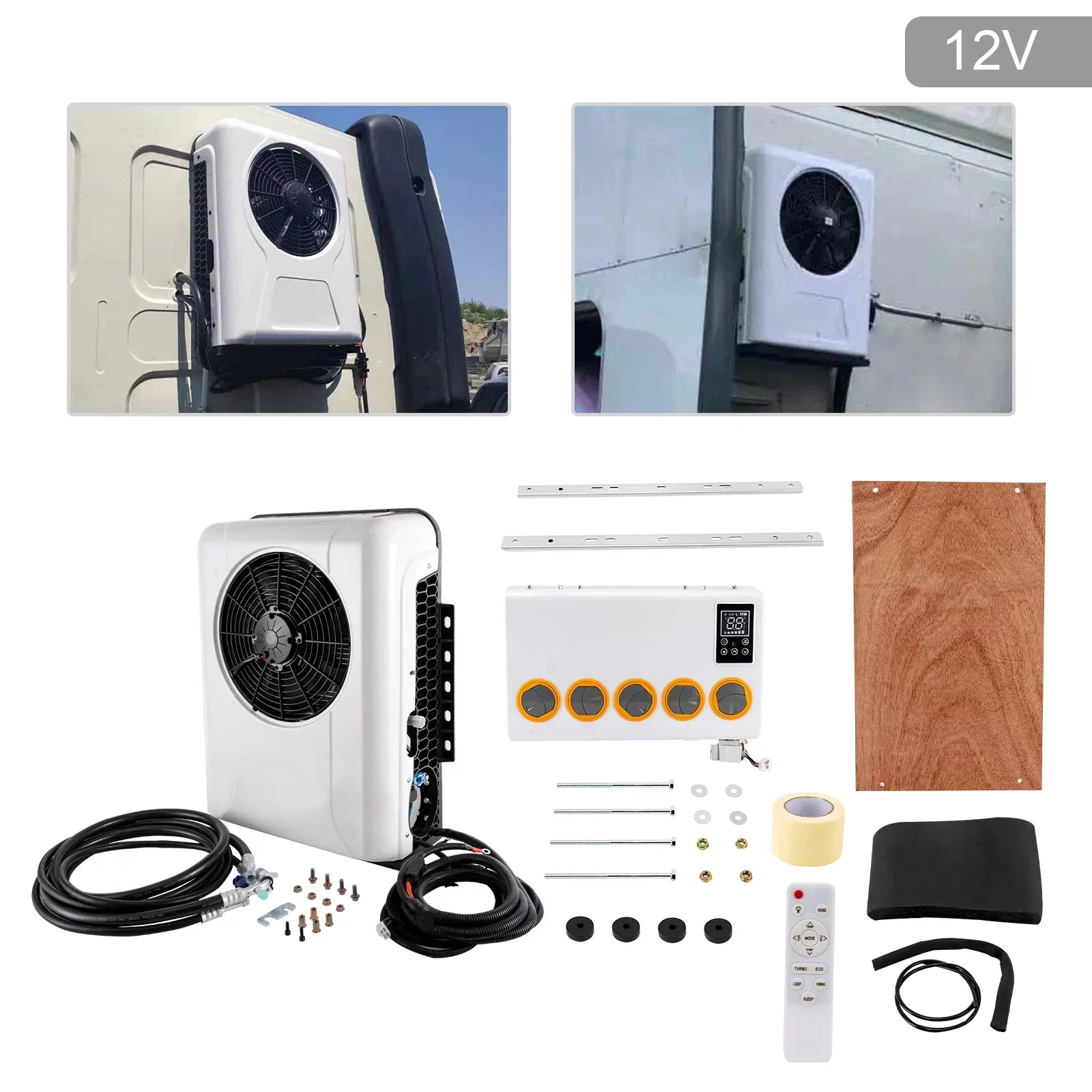 Aiqidi DC 12V Truck Cab Air Conditioner Split, Universal Truck Caravan Car RV Split AC System Unit, 800W, 6800BTU, 1000-3000RPM