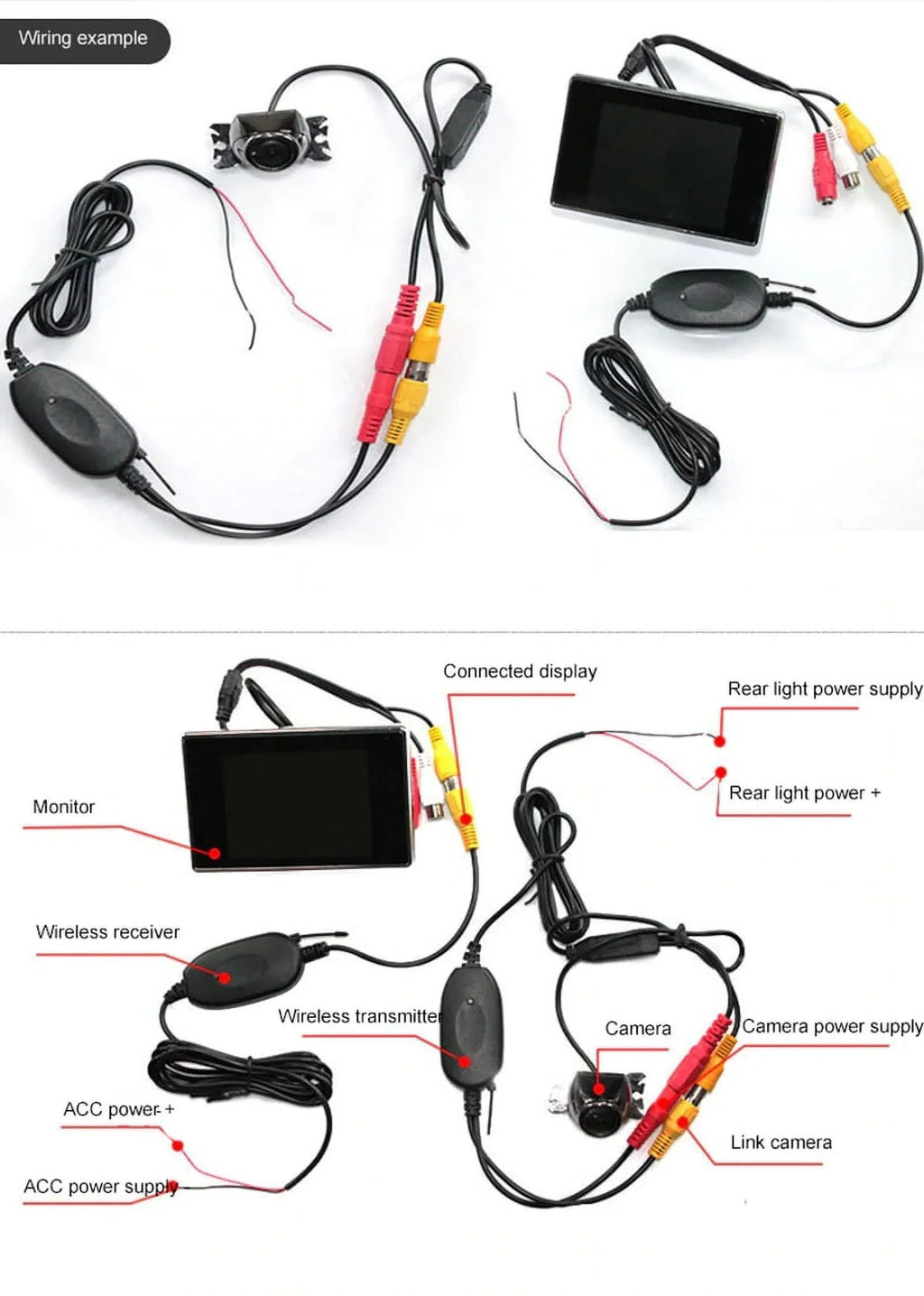 DC 12~24V Truck Bus Wagon Van Parking Camera Monitor System 4.3" Car Monitor With Camera with Wireless Transmitter/Receiver