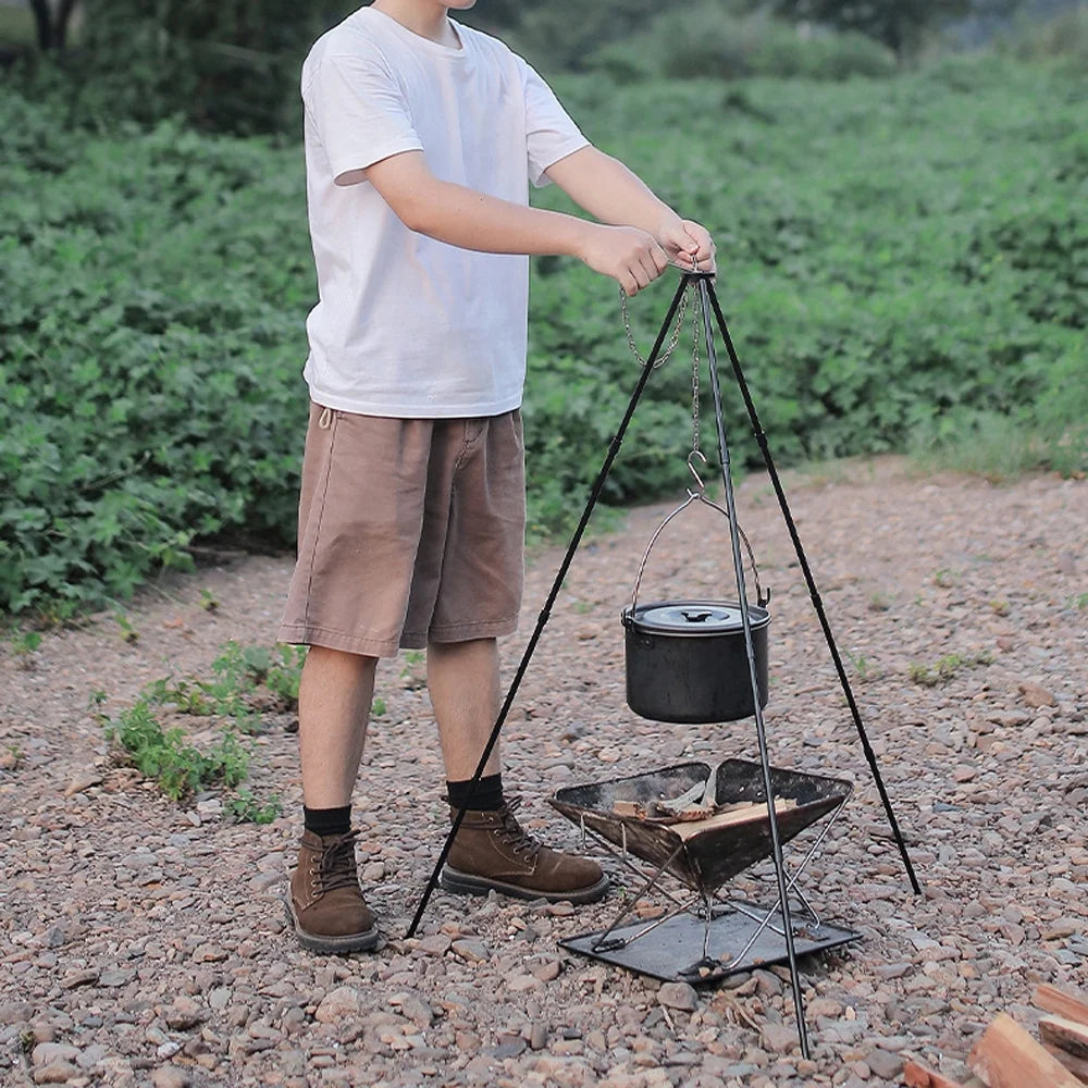 Dazzduo Tripod, Radirus Campfire Portable Outdoor Rack Camping Aibecy for - Folding Bracket Walmeck Tripod Aluminum Bonfire Stand BBQ Foldable BUZHI Detachable Hung Picnic and Pot Alloy Htovila