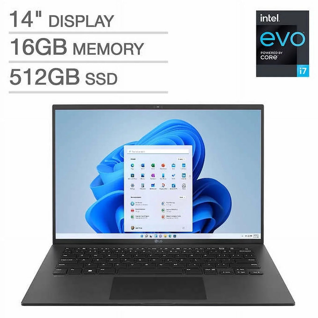 Open Box LG GRAM 14ZB90Q-G.AAC6U1 14" FHD i7-1260P 16GB 512GB SSD FPR - BLACK