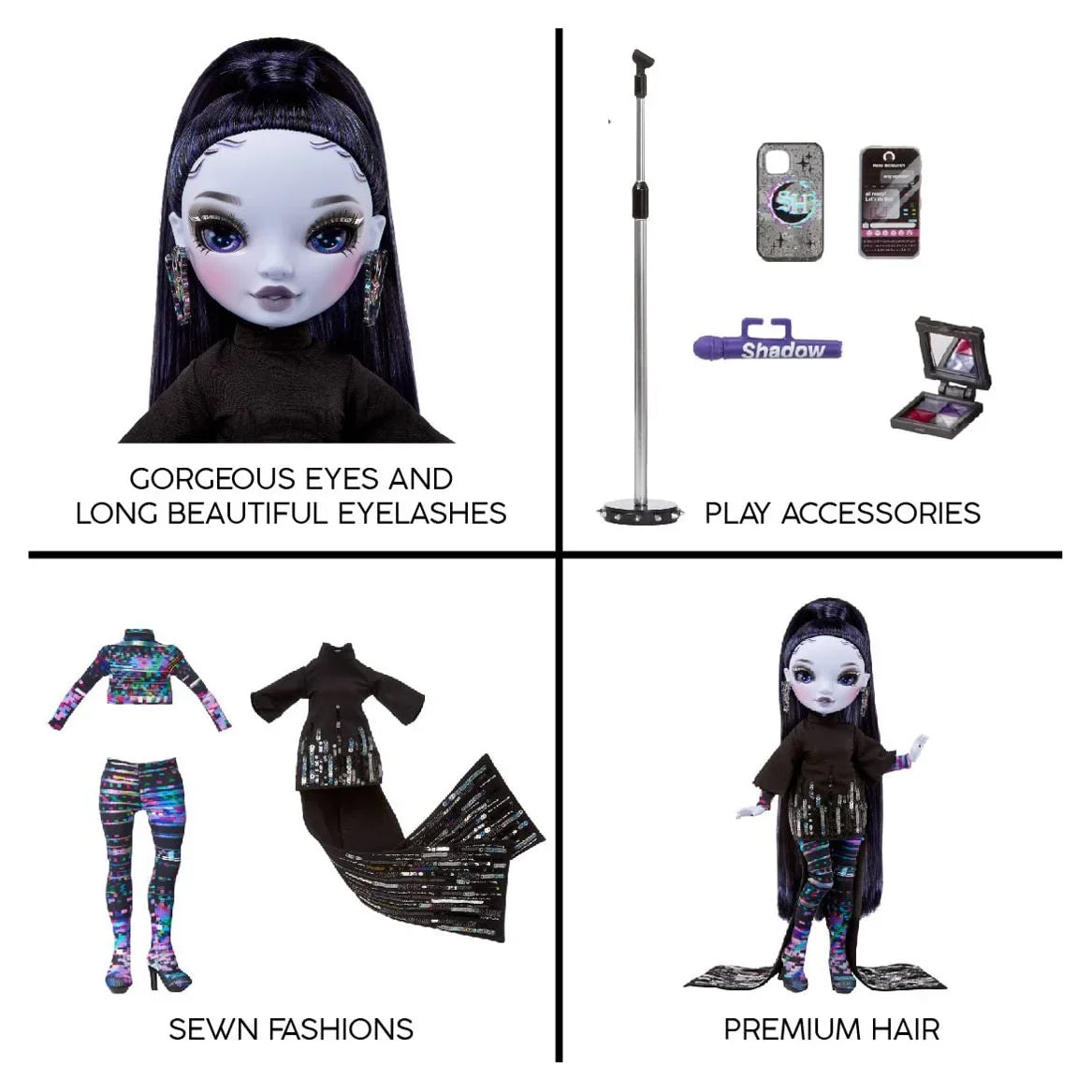 Rainbow High Shadow High Reina Glitch Crowne - Purple Fashion Doll. Fashionable Outfit & 10+ Colorful Play Accessories. Outstanding Gift for Kids 4-12 Years Old & Collectors