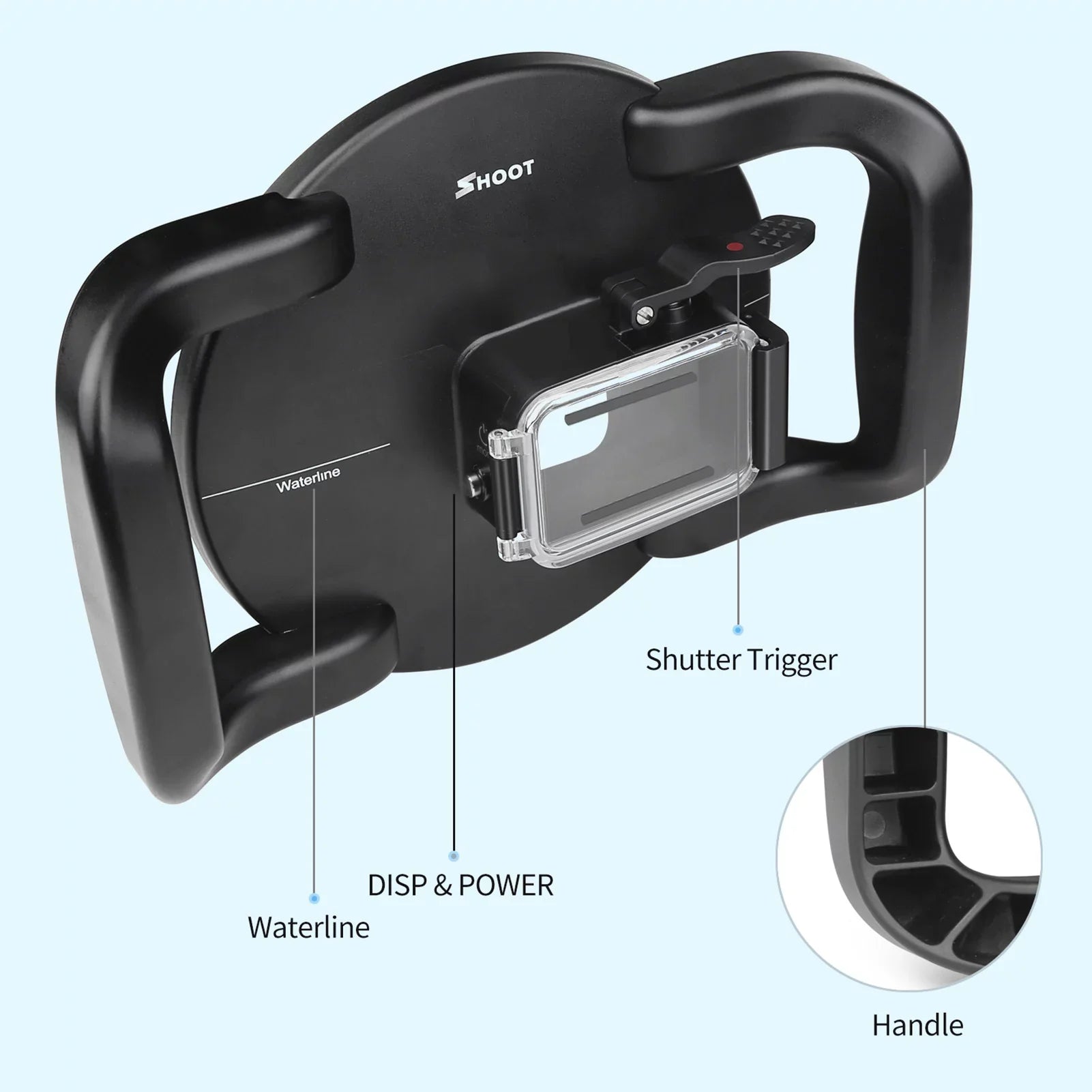 SHOOT Dome Port,10 Case Camera Port Waterproof Case Dual Handle Port Camera Dual Handle Case 45m Port 9 Camera 45m Waterproof 180° ERYUE Mashem Camera ive Case ZDHF