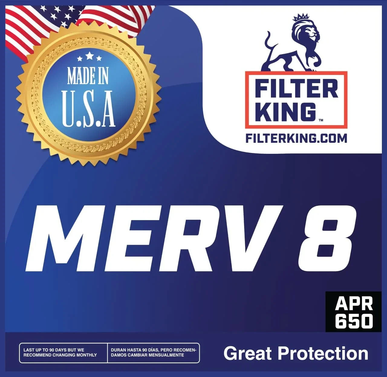 Filter King 19.5x23.5x1 Air Filter | 4-PACK | MERV 8 HVAC Pleated A/C Furnace Filters | MADE IN USA | Actual Size: 19.5 x 23.5 x .75"