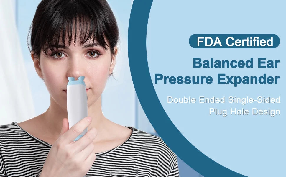 Ear Pressure Relief Device, FDA Cleared Balanced Ear Pressure Expander, Tinnitus Relief for Ringing Ears Dual Head, Eustachi Ear Unclogger, Single Side Plug Design with One Replacement Head