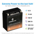 Chrome Battery YTX16-BS (16-BS 12 Volt,14 Ah, 230 CCA) Motorcycle Battery for Suzuki 1600cc Marauder Boulevard M95 2005