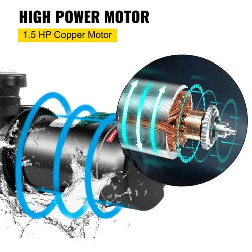 1.5HP Swimming Pool Pump Motor w/ Strainer Filter In/Above Ground 5547GPH 41FT