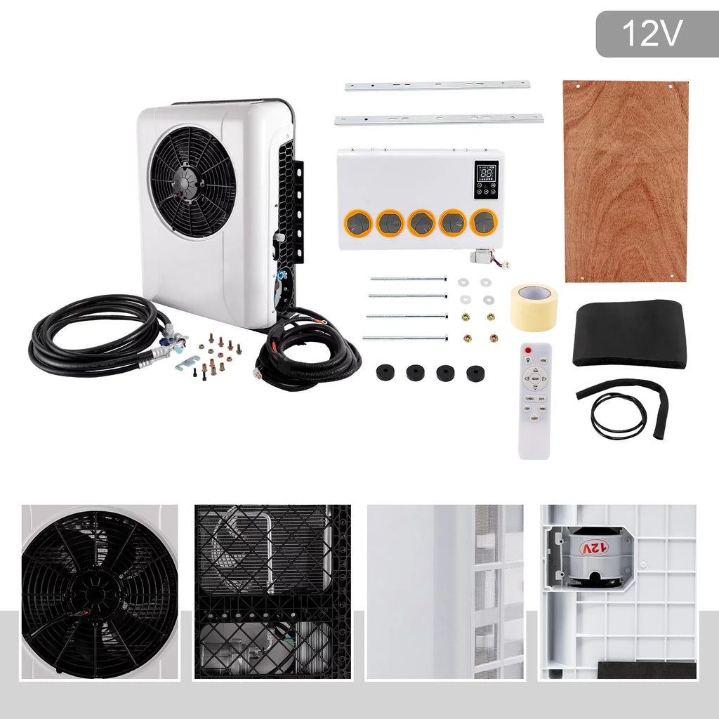 Aiqidi DC 12V Truck Cab Air Conditioner Split, Universal Truck Caravan Car RV Split AC System Unit, 800W, 6800BTU, 1000-3000RPM