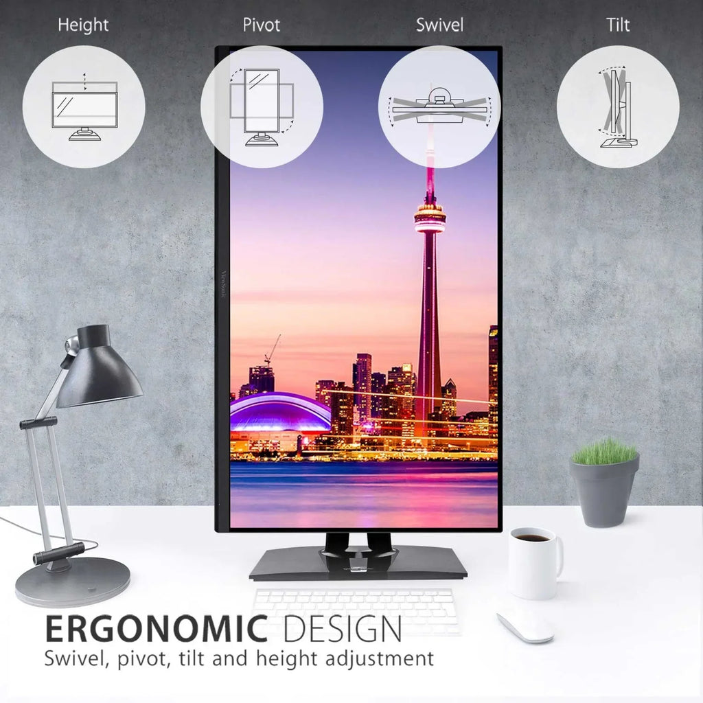 ViewSonic VP3256-4K 32 Inch Premium IPS 4K Ergonomic Monitor with Ultra-Thin Bezels, Color Accuracy, Pantone Validated, HDMI, DisplayPort and USB C for Professional Home and Office