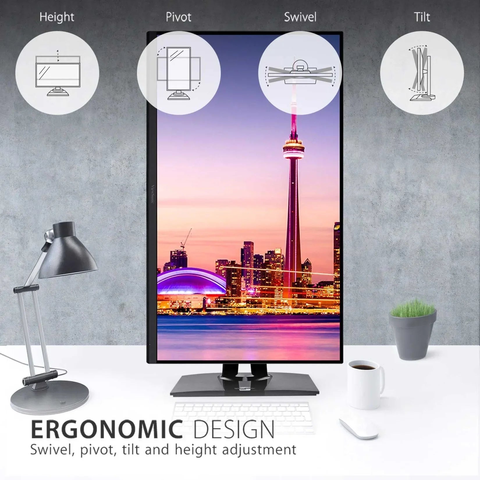 ViewSonic VP3256-4K 32 Inch Premium IPS 4K Ergonomic Monitor with Ultra-Thin Bezels, Color Accuracy, Pantone Validated, HDMI, DisplayPort and USB C for Professional Home and Office