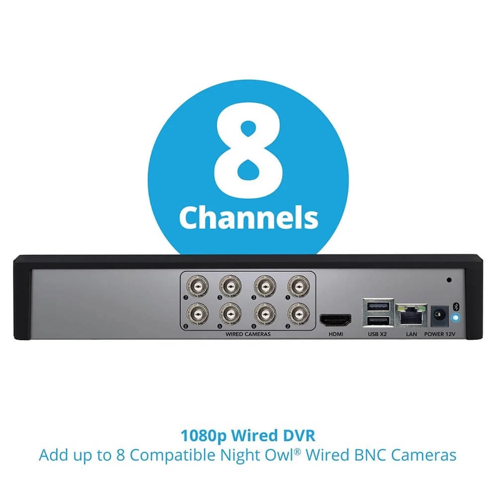 Night Owl BTD2818LSA BTD2 Series Bluetooth 8 Channel 1080p DVR & 8 x 1080p Light Cameras with Audio